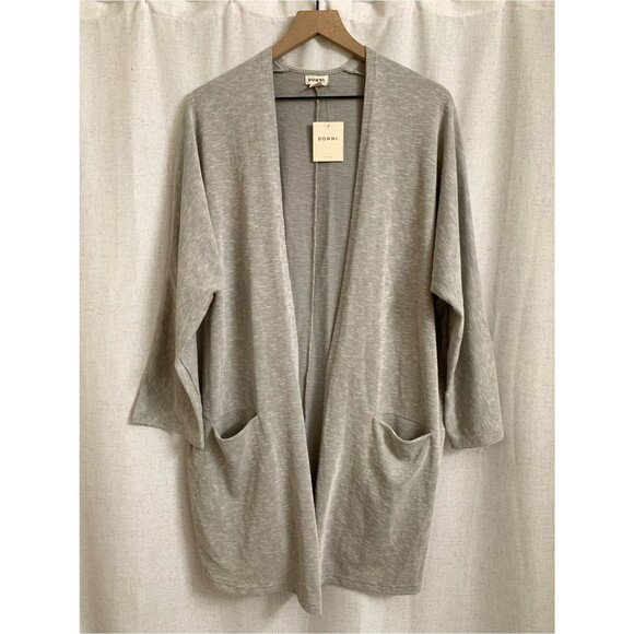 DONNI. Sweaters - DONNI Lightweight Sandwash Open Front Cardigan in Heather Gray New